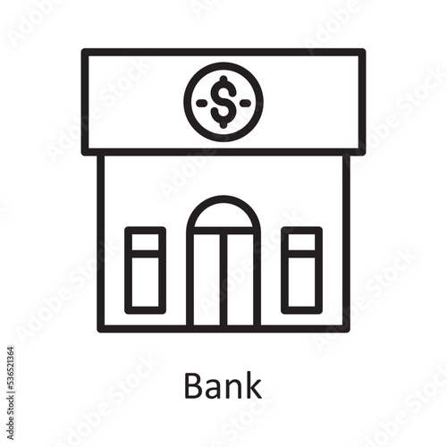 Bank Vector Outline Icon Design illustration. Banking and Payment Symbol on White background EPS 10 File