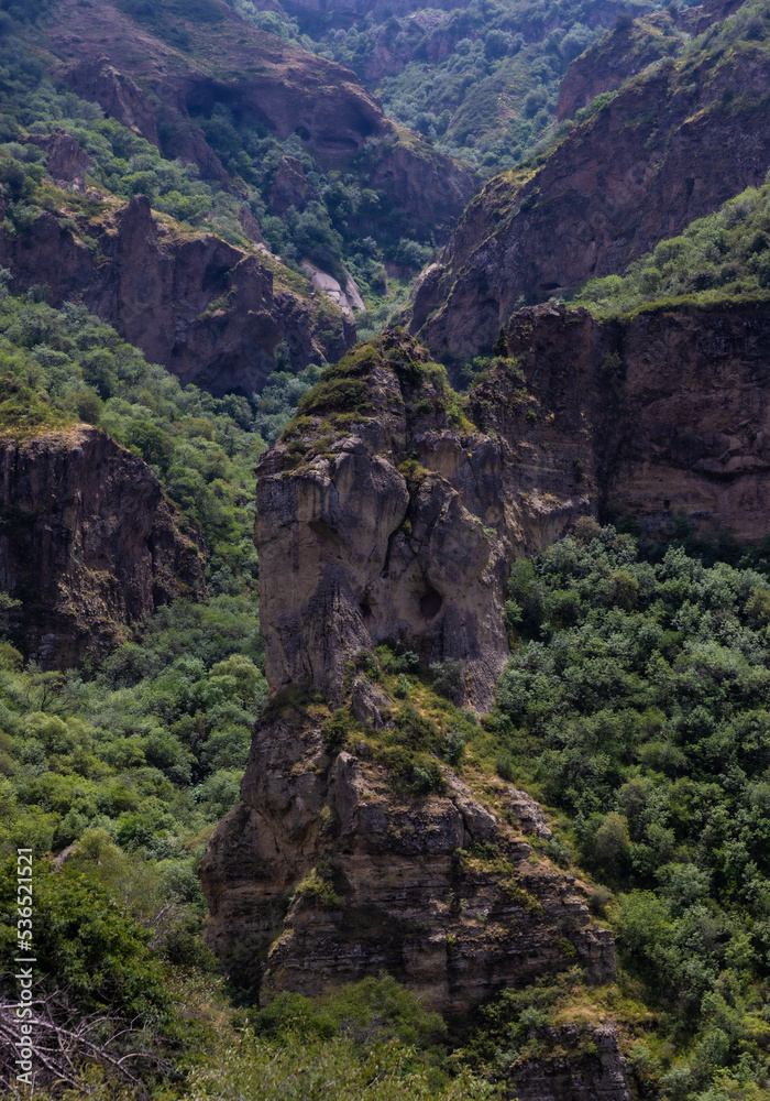 Beautiful cliffs near Geghard monastery in Armenia