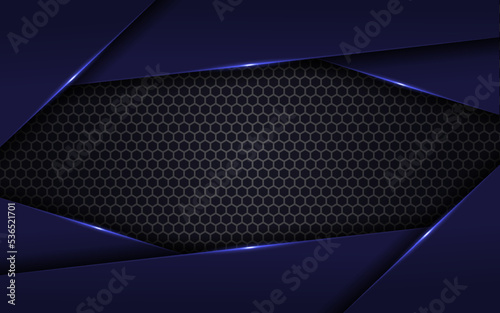 Modern 3D Abstract Overlap Futuristic Glowing Blue Background with Hexagon