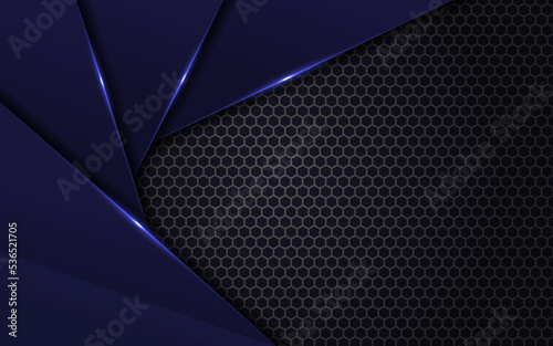 Modern 3D Abstract Overlap Futuristic Glowing Blue Background with Hexagon Template