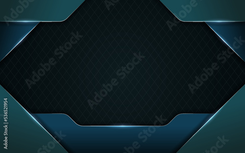 Abstract Modern 3D Overlap Dark Blue Green with Glowing White Line Premium Textured Background