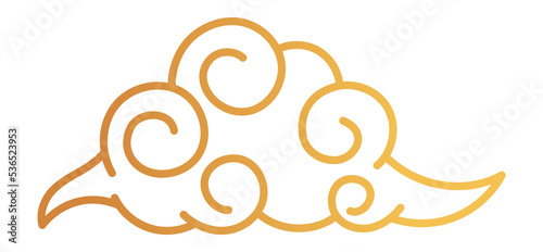 Cloud golden pattern element in curly line style photo