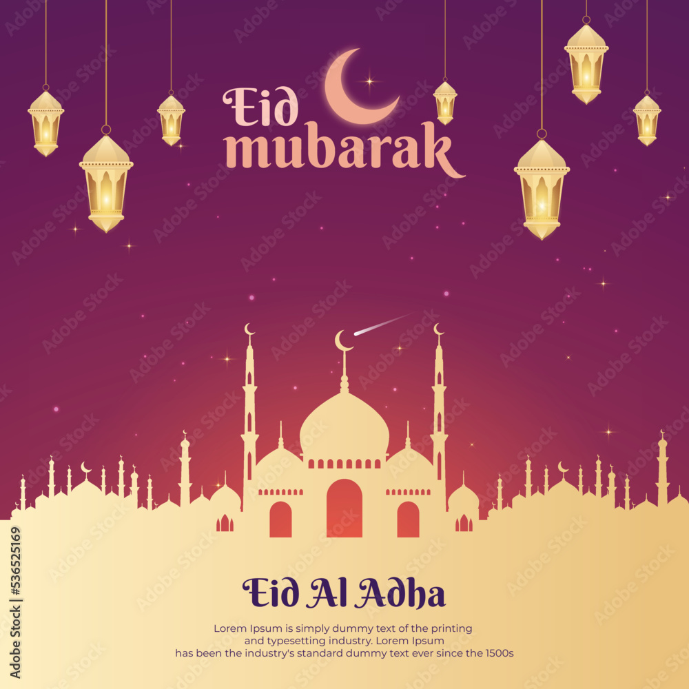 Eid Al Adha Mubarak. Creative ads for social media, banner, poster, greeting card template design