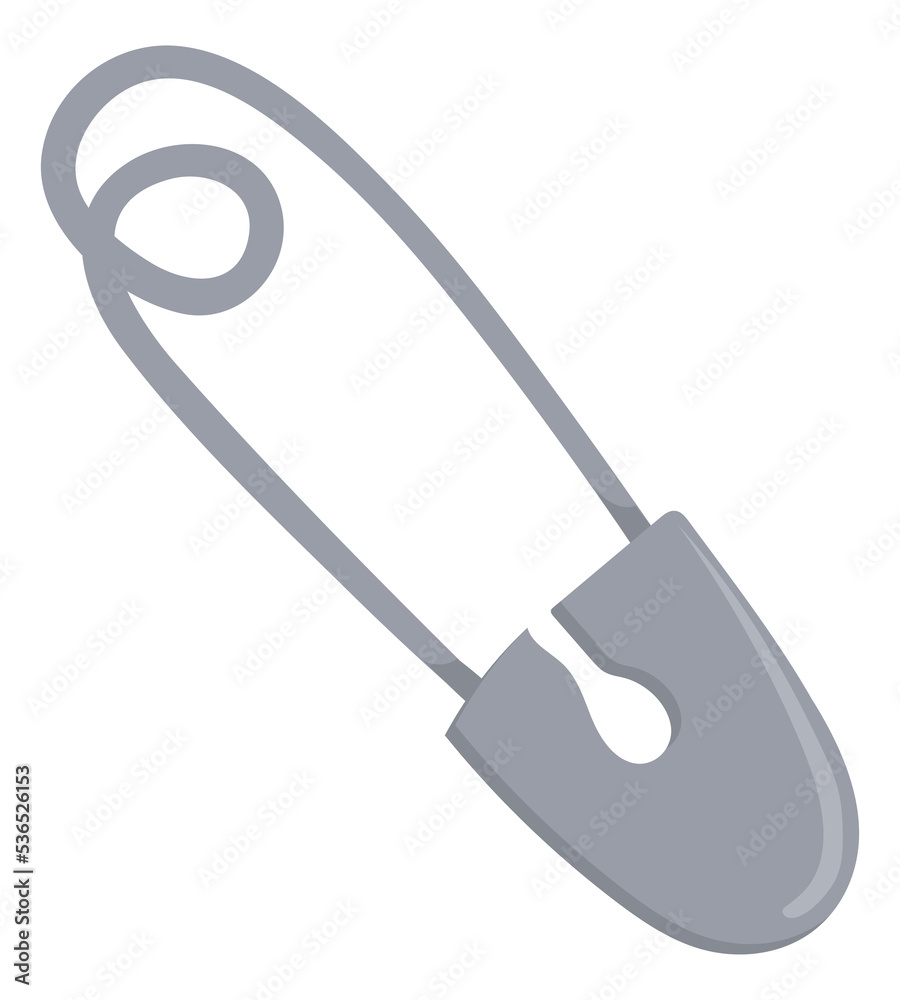 Safety pin icon. Metal fastener. Cartoon clasp Safety pin icon. Metal fastener. Cartoon clasp