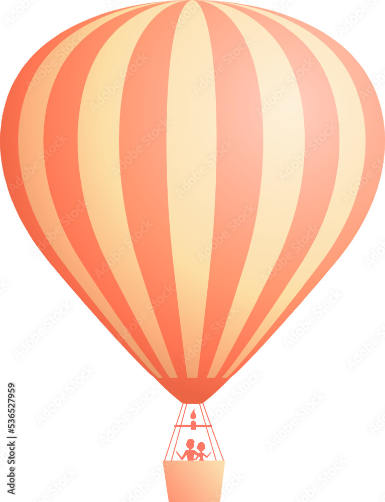 Fototapeta premium Hot air balloon travel adventure vector illustration set. White cloud on summer blue sky, collection of rainbow colors hot air balloons or airships for sale banner promotion. Clipping mask applied.