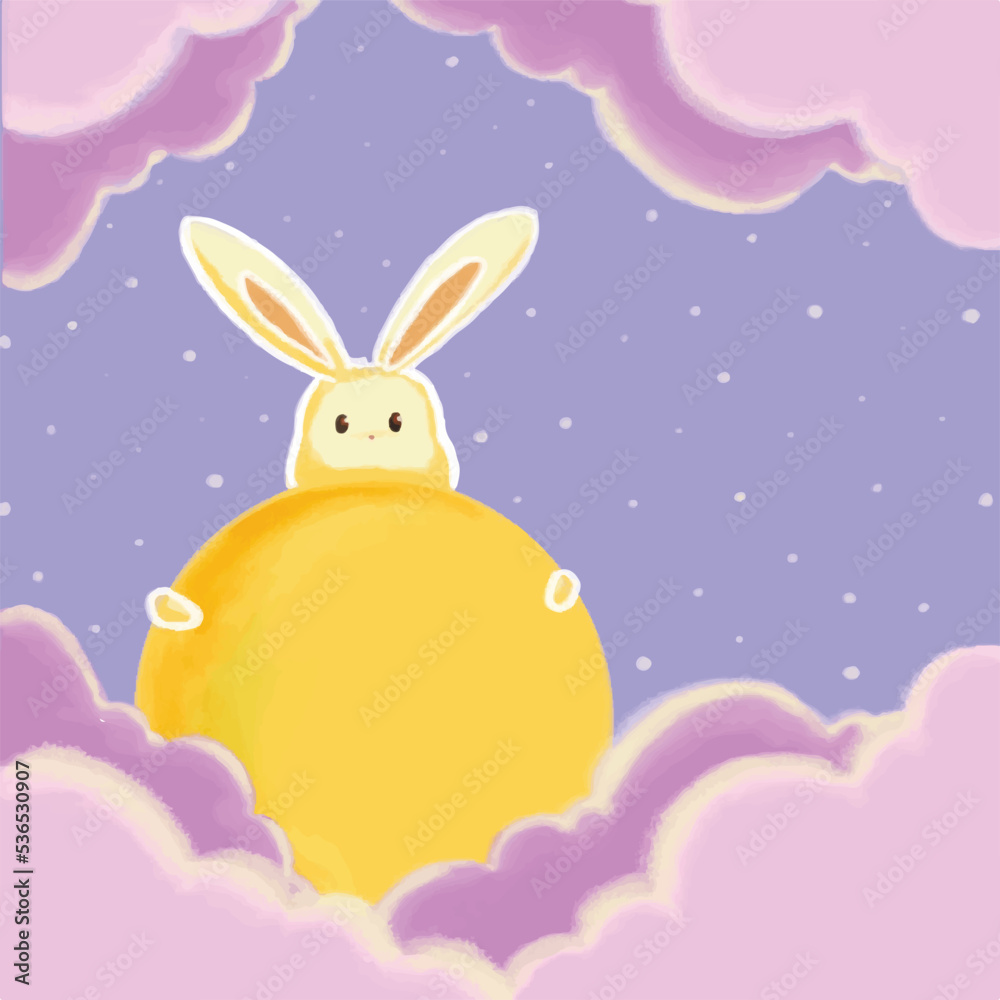 cute rabbit in purple sky and pink clouds
cute rabbit in purple sky and pink clouds