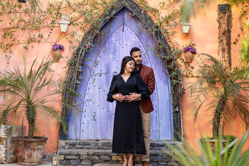 Photography New Delhi, India - Oct 2 22: Pre wedding shoot of a young Indian couple at Photo Paradise studio in Delhi India