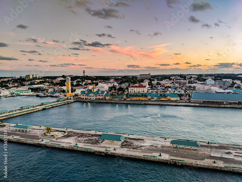 Nassau Bahamas Prince George Wharf Port at Sunset photo