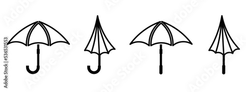Umbrella vector icon isolated on a white background. Simple black umbrella vector icon. Signs of rain  weather.