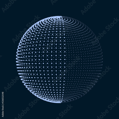 Abstract sphere from dots. Technological background. Analysis of virtual reality. Vector illustration.