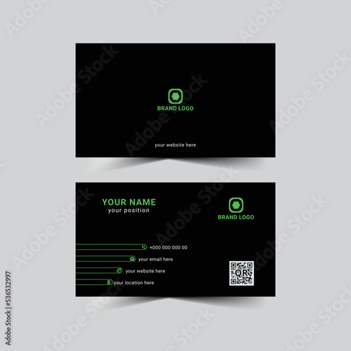 modern green and black business card design template
