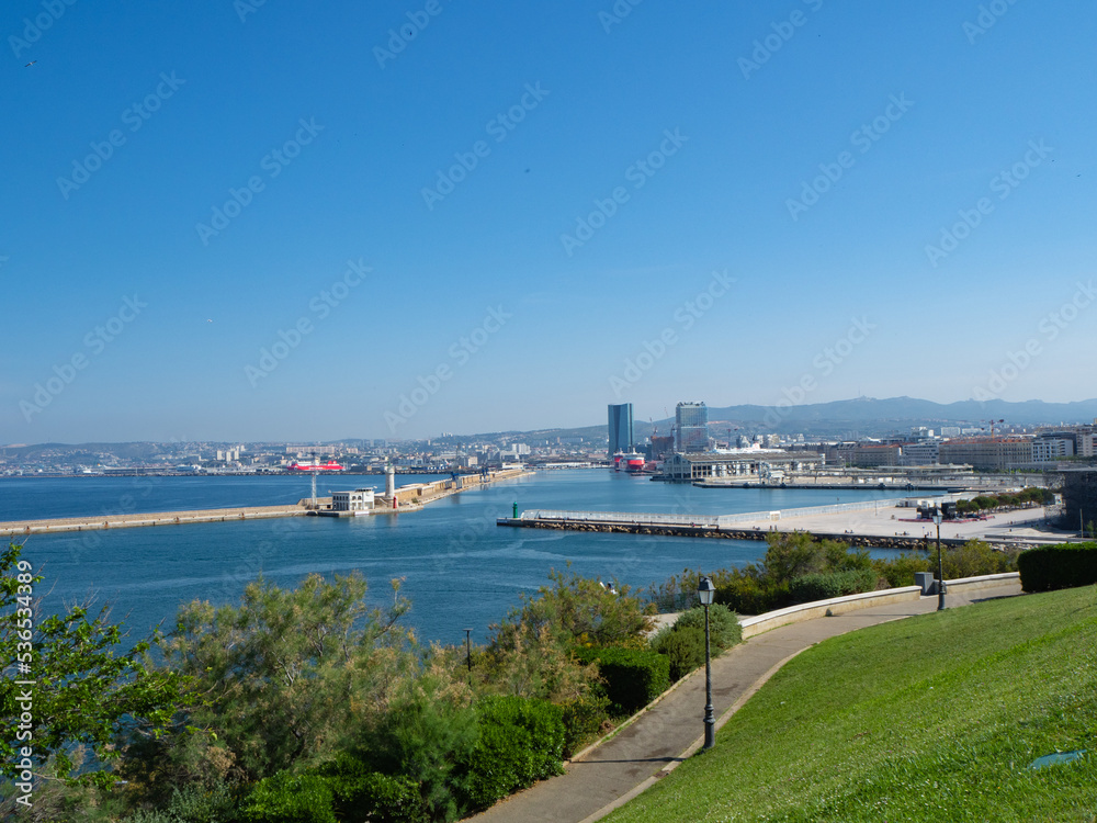 Marseille, France - May 15th 2022: View from Parc du Pharo over the new harbour