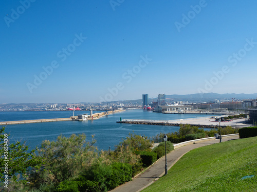 Marseille, France - May 15th 2022: View from Parc du Pharo over the new harbour