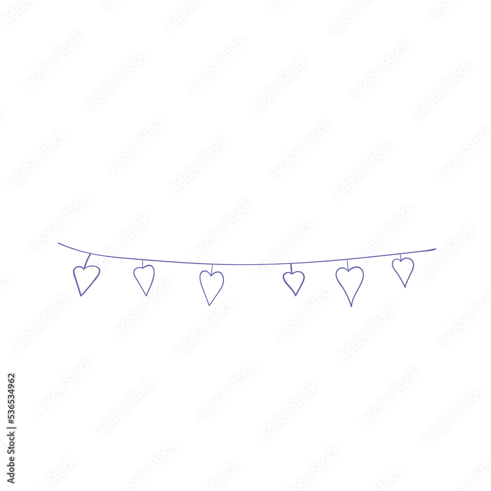 Doodle minimalist style graphic design element with hearts. 