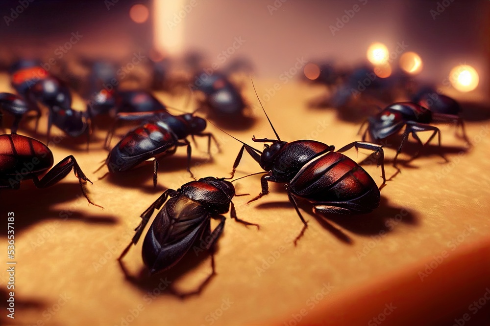 Ilustração do Stock: A lot of cockroaches infest the house. Epidemic of ...