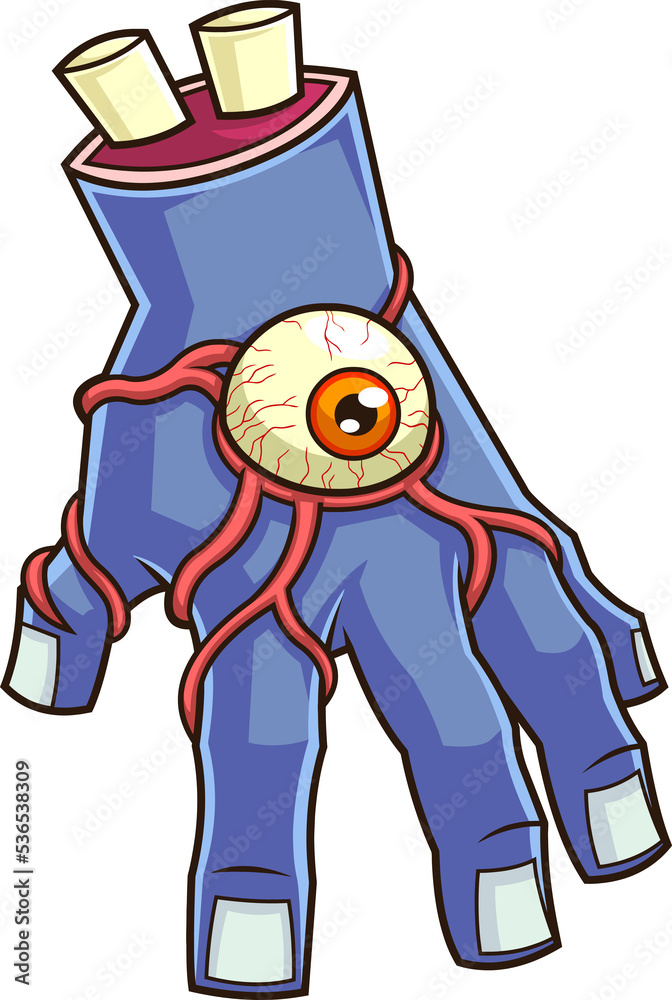 Scary Evil Zombie Hand Cartoon With One Eye Walking. Hand Drawn Illustration Isolated On Transparent Background Scary Evil Zombie Hand Cartoon With One Eye Walking. Hand Drawn Illustration Isolated On Transparent Background