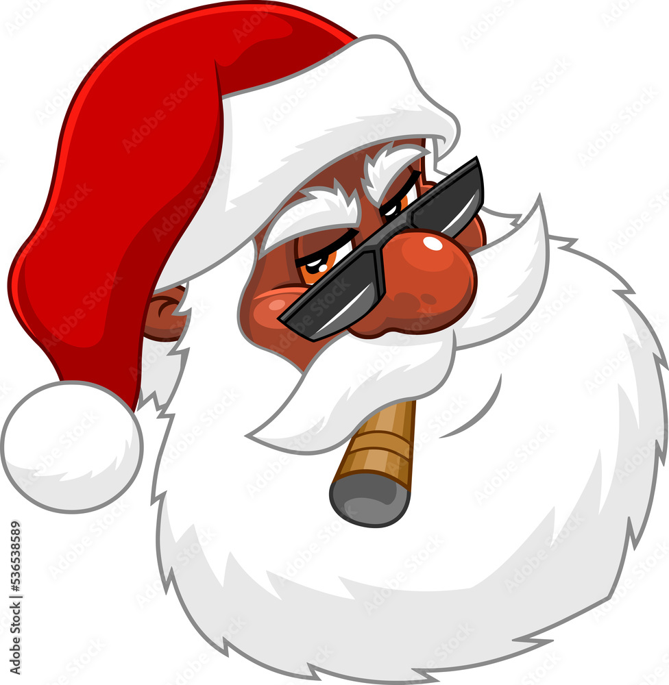 Bad African American Black Santa Claus Face Cartoon Character With
