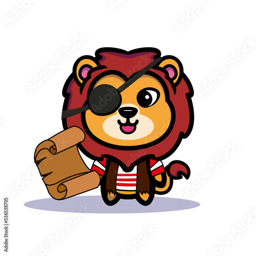 Art illustration symbol mascot character animal design kawaii lion costume equipment of pirate