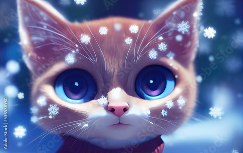 A 3D rendered computer-generated image of an adorable kawaii Siamese kitten playing outside and enjoying the weather. 