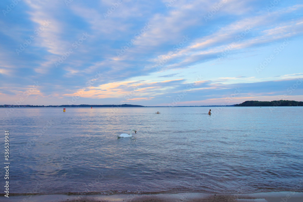 Sunset on Zippendorfer Beach, Schwerin - Mecklenburg Western Pomerania, Germany Sunset on Zippendorfer Beach, Schwerin - Mecklenburg Western Pomerania, Germany