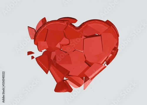 Quadro su tela isolated 3d render of broken heart