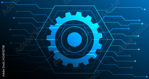 Future Abstract gear pattern with hexagon geometry technology digital. Space for gear text EP.7