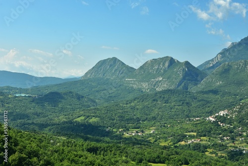 View of the Pizzone valley  a medieval village in the Molise region of Italy.