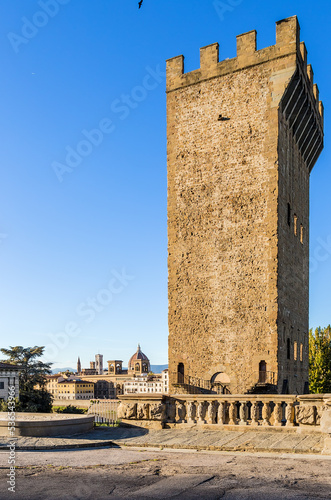 Florence, Italy. Gate of St. Nicholas (Porta San Niccolò) - part of the ancient fortress wall, 1324