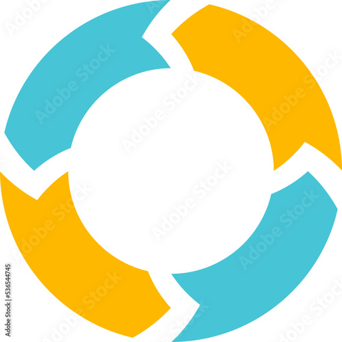 Scrum info graphic diagram element vector set illustration. Agile diagram, recycle symbol and circle chart element collection. Group of blue and orange symbols for scrum methodology info graphic