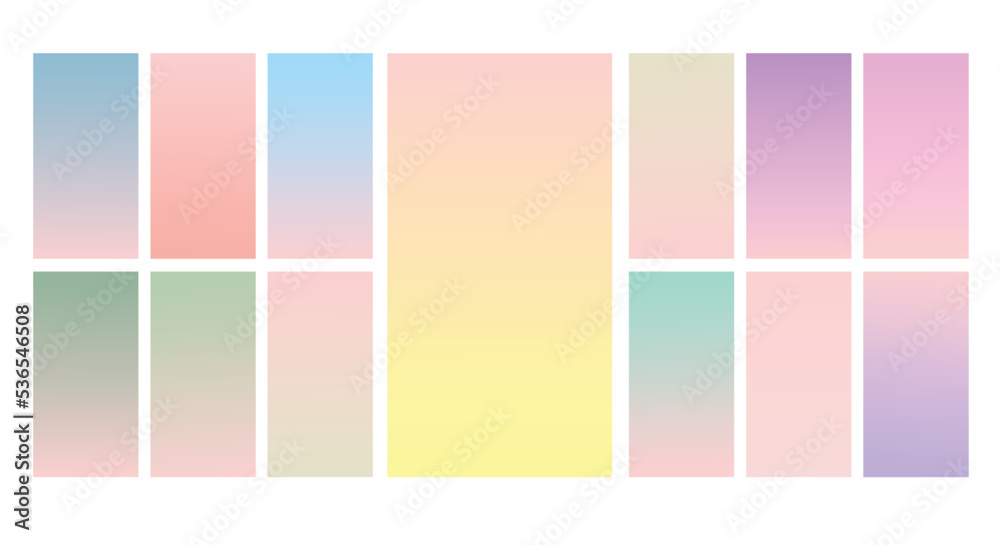 Fototapeta premium Set of Pastel gradient background. Soft pastel gradient background Template. Modern screen gradient for web