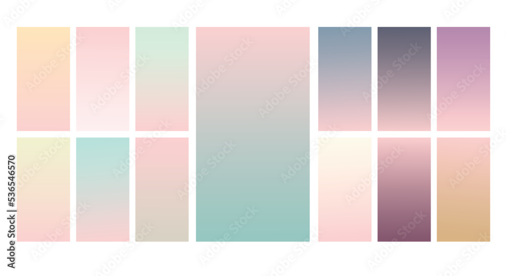 Set of Pastel gradient background. Soft pastel gradient background Template. Modern screen gradient for web 
