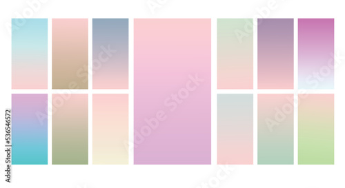 Set of Pastel gradient background. Soft pastel gradient background Template. Modern screen gradient for web 
