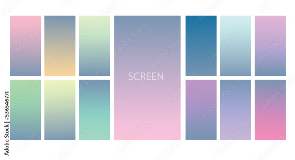 Fototapeta premium Set of Pastel gradient background. Soft pastel gradient background Template. Modern screen gradient for web 
