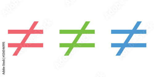 set of not equal symbol vector illustration isolated on white background.