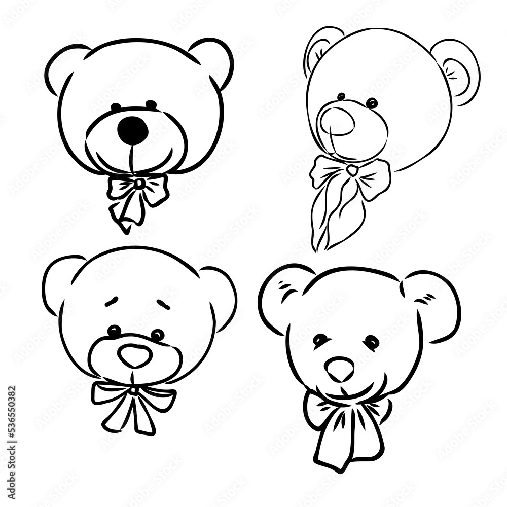 Fototapeta premium Bear doll icon outline flat design vector. Teddy bear icon outline