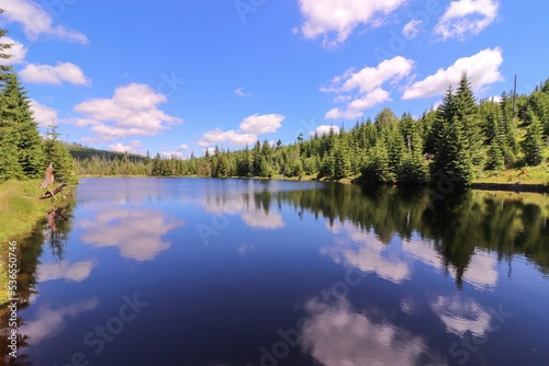 The beautiful lake in the middle of forest at Reschbachklause, Germany