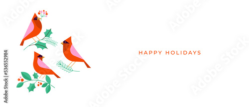 Merry Christmas modern design, holiday gifts, winter elements, candles, Christmas tree, village and Xmas decorations. Colorful vector illustration in flat geometric cartoon style