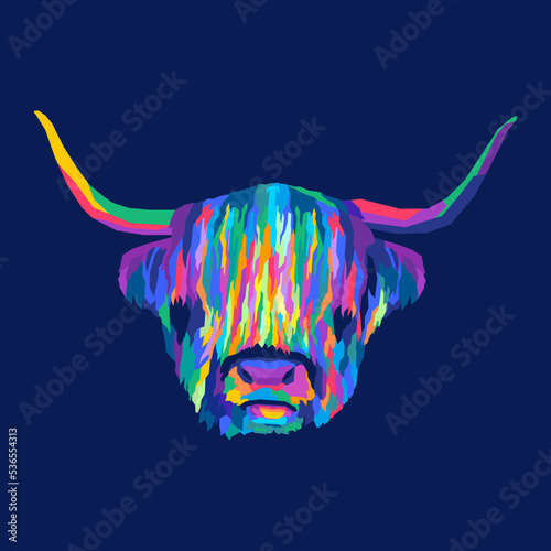 highland cattle head pop art