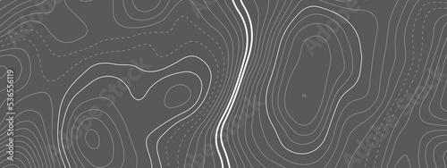 Black and white wave abstract topographic map contour, lines Pattern background. Topographic map and landscape terrain texture grid. Wavy banner and color geometric form. Vector illustration.