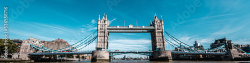 Famous Landmark of London Tower Bridge in a sunny cloudy day