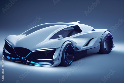 Futuristic car concept, 3d rendering, 3d illustration © Gbor