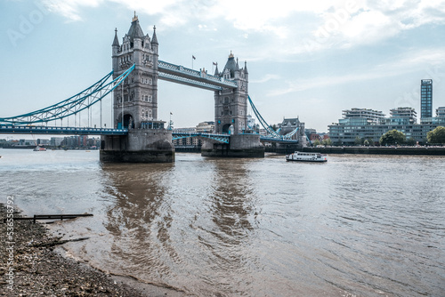 Famous Landmark of London Tower Bridge in a sunny cloudy day