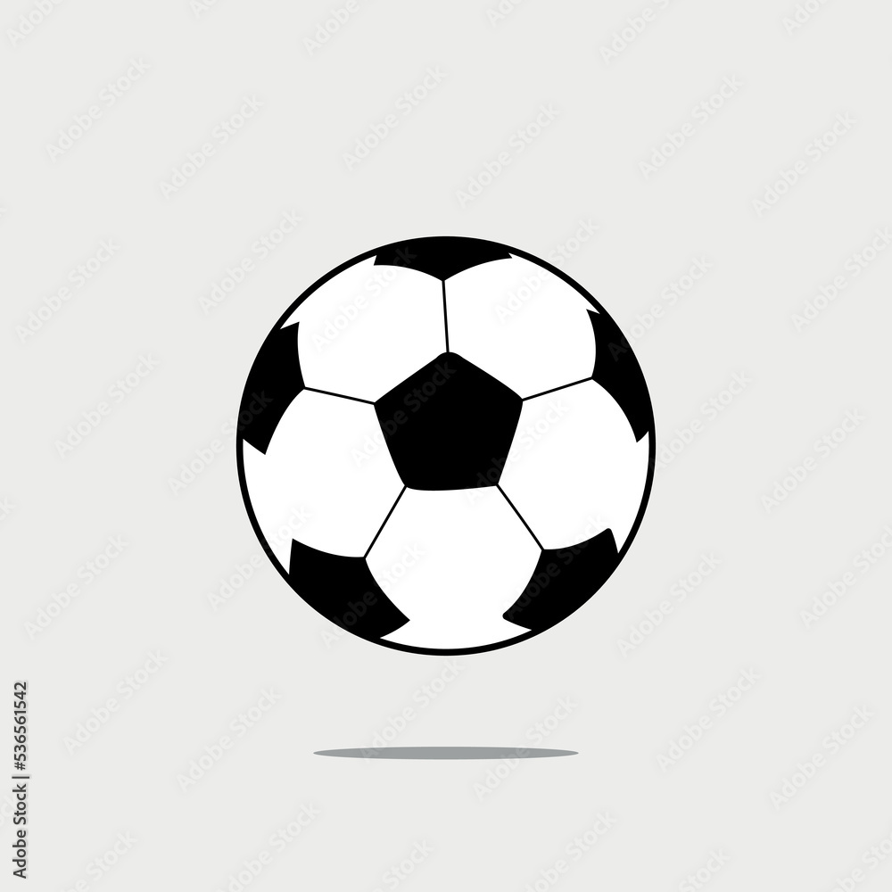 Vector illustration of soccer ball isolated on gray background, flat design vectorized in black and white. Vector illustration of soccer ball isolated on gray background, flat design vectorized in black and white.