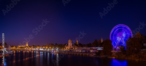 long exposure night view of the city of seville