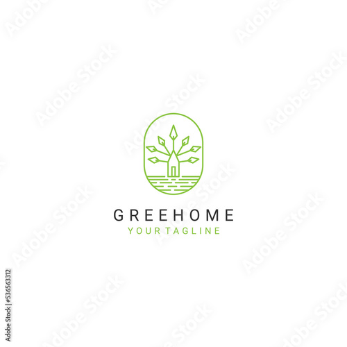 Green Home logo desing icon vector