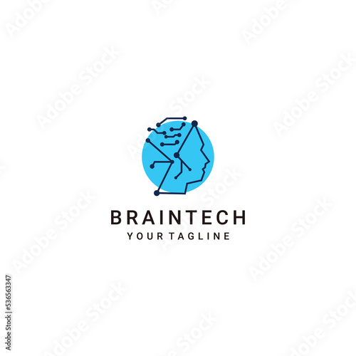 Brain Tech logo desing icon vector