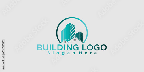 Building logo design with modern style premium vector