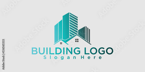 Building logo design with modern style premium vector