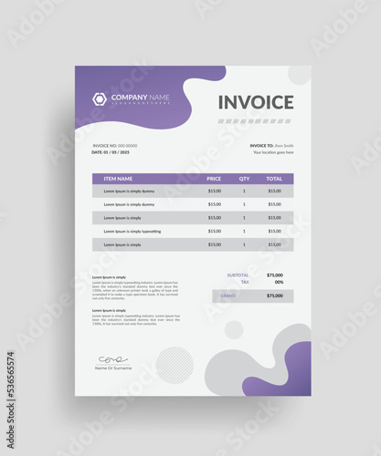 creative liquidity business invoice design template, Bill form business invoice accounting