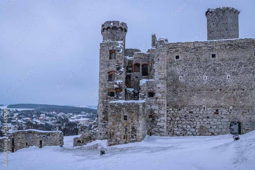 Remains of Ogrodzieniec Castle in Polish Jura region in Poland